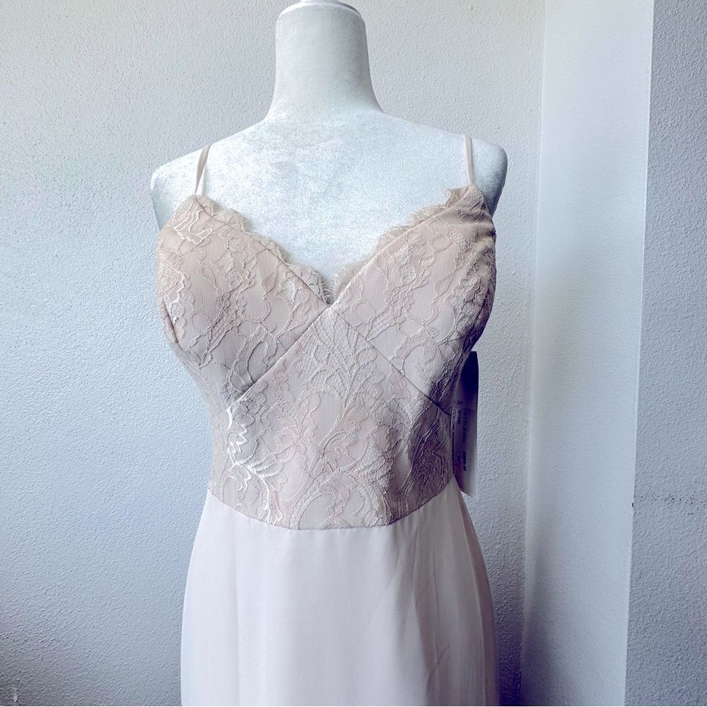 Hayley Paige Cream Formal Dress Chiffon Lace SZ 10 NWT - Picture 4 of 15